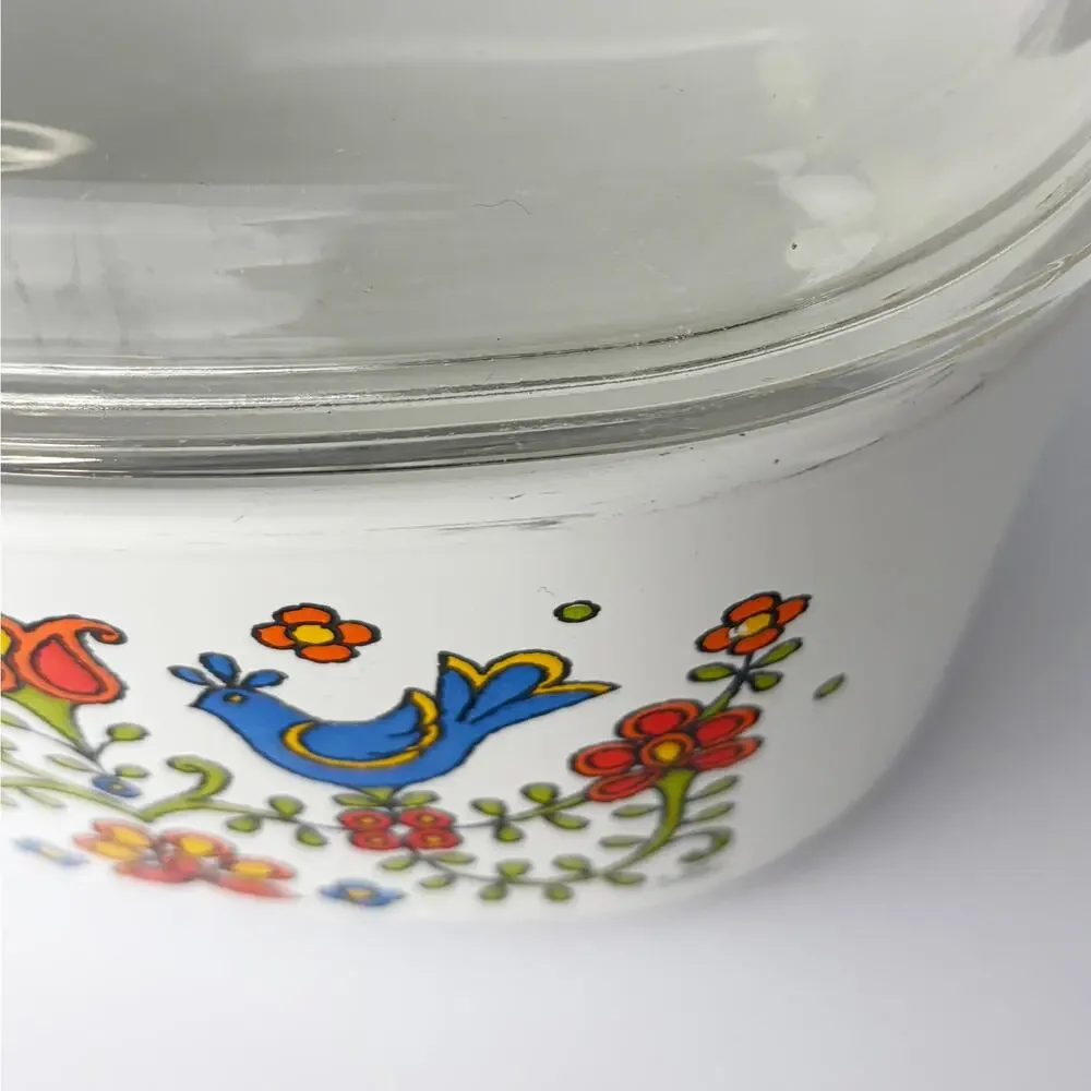 Corning Ware Country Festival 3 Qt Casserole Vintage 1975 Blue Bird